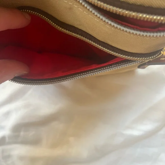 Dooney and Bourke Iconic Tan Crossbody Satchel Leather Stitched Strap - Picture 8 of 14